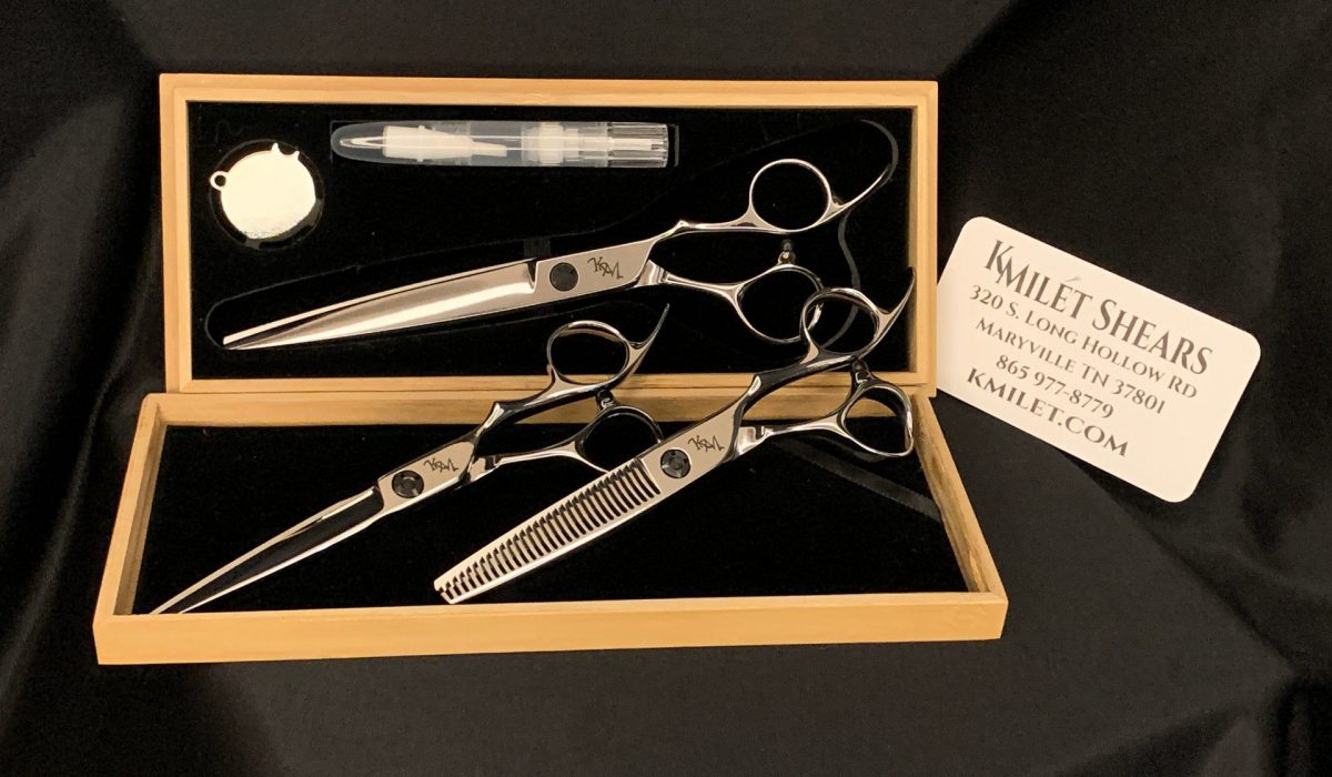 Case of three shears and scissors
